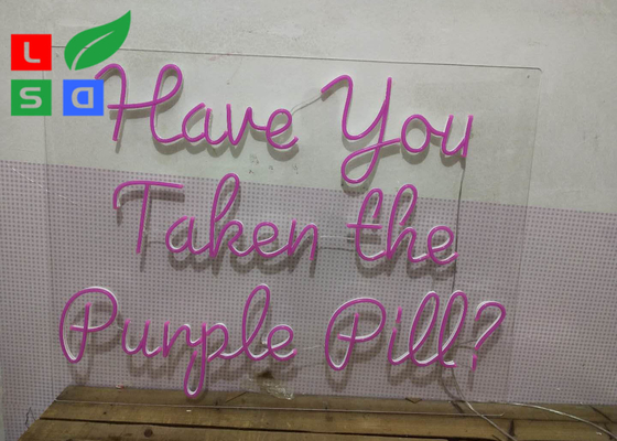 Custom Hanging Neon Word Signs Colorful Acrylic Purple Logo For Nightclub Decoration